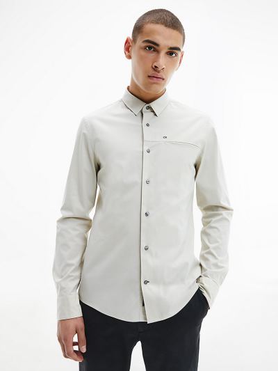 Calvin Klein Ruhák HU311329 | Calvin Klein Slim Poplin Stretch Férfi Ing Szürke